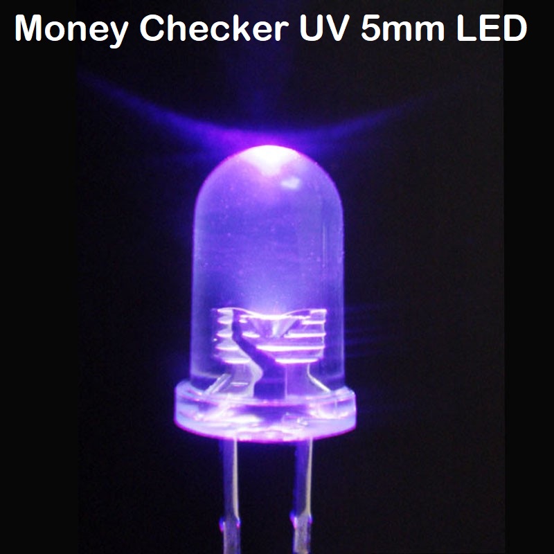 Picture of Quirky Finds - 5Pcs- UV Money Checker LED Ultra Bright Clear Transparent DC 3V 20mA 5mm Purple UV LED Diode Lights Emitting Diodes