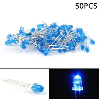 Picture of 50Pcs- 3Mm Colorful Blue Led 3Mm Round Led Light Emitting Diode Basic Blue Light Bulbs For Electronics Project Indicator Front Panels Led Light Diy -  Rgb Light