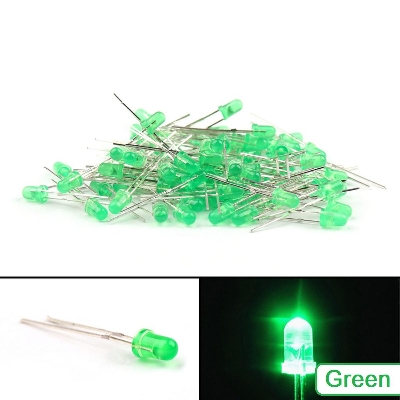 Picture of 50Pcs- 3mm COLORFUL GREEN LED 3mm Round LED Light Emitting Diode Basic Green Light Bulbs For Electronics Project Indicator Front Panels LED Light DIY - Rgb Light