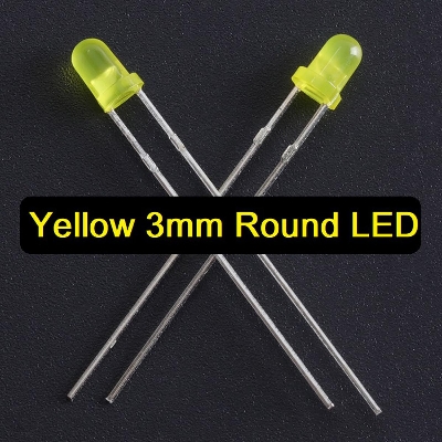 Picture of 50Pcs- 3mm COLORFUL YELLOW LED 3mm Round LED Light Emitting Diode Basic Yellow Light Bulbs For Electronics Project Indicator Front Panels LED Light DIY