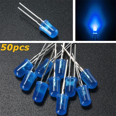 Picture of 50Pcs- 5mm COLORFUL BLUE ICE Cream LED 5mm ICE Cream LED Light Emitting Diode Basic Blue Light Bulbs For Electronics Project Indicator Front Panels LED Light DIY