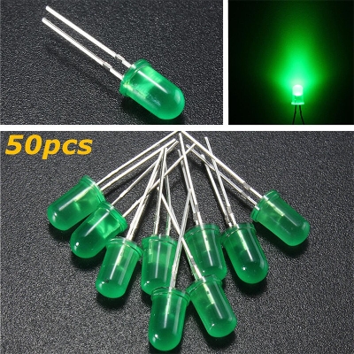 Picture of 50Pcs- 5Mm Colorful Green Led 5Mm Round Led Light Emitting Diode Basic Green Light Bulbs For Electronics Project Indicator Front Panels Led Light Diy - Rgb Light