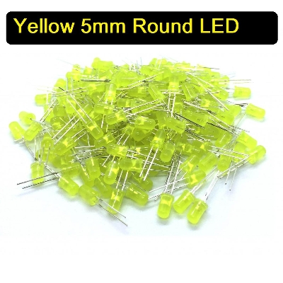 Picture of 50Pcs- 5mm COLORFUL YELLOW LED 5mm Round LED Light Emitting Diode Basic Yellow Light Bulbs For Electronics Project Indicator Front Panels LED Light DIY