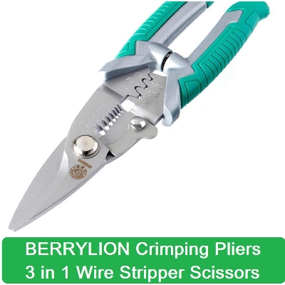 Picture of Crimping Pliers 3 in 1 Wire Stripper Scissors 210mm 8.2" Inch Multitool Wire Stripper Precision Collet Set Standard CNC Lathe Tool For Cutting Cable Leather Electrician Hand Crimping Tool Sets