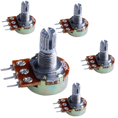 Picture of 2Pcs- 3 Pin 50K Potentiometer Panel Mount 50K Ohm 1/2 Watt 3 Terminal Leads Single Gang Linear Taper Rotary Potentiometer 50K Ohm Adjustable Variable Resistor Volume Pot