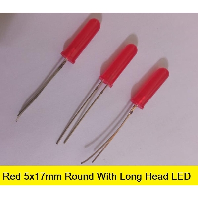Picture of 10Pcs- LONG Head RED LED 5x17mm Colorful Red LED 5mm Round LED Light Emitting Diode Basic Red Light Bulbs For Electronics Project Indicator Front Panels LED Light DIY