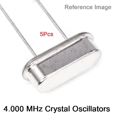 Picture of 5Pcs- 4MHz Crystal Oscillators 4.000MHz Mini Passive Resonator 4 MHz Inline Feet Passive Crystal 2 Pin Leads Connections Leg