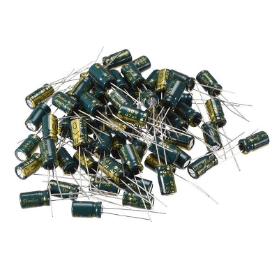 Picture of 25Pcs- 47uF 50V Electrolytic Capacitor 47uF 50V Radial Polarized Aluminum Electrolytic Capacitors 2 Pin Leads Connections Leg