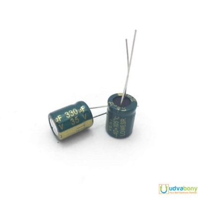 Picture of 5Pcs- 330uF 35V RADIAL Electrolytic Capacitor 330uF 35V Radial Polarized Aluminum Electrolytic Capacitors 2 Pin Leads Connections Leg