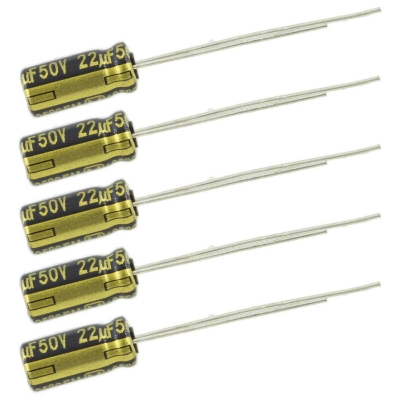 Picture of 25Pcs- 22uF 50V RADIAL Electrolytic Capacitor 22uF 50V Radial Polarized Aluminum Electrolytic Capacitors 2 Pin Leads Connections Leg