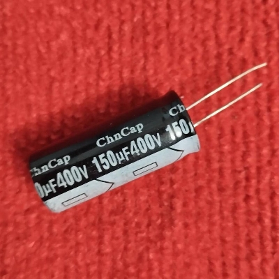 Picture of 150uF 400V RADIAL Electrolytic Capacitor 150uF 400V Radial Polarized Aluminum Electrolytic Capacitors 2 Pin Leads Connections Leg