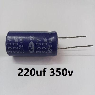 Picture of 220uF 350V RADIAL Electrolytic Capacitor 220uF 350V Radial Polarized Aluminum Electrolytic Capacitors 2 Pin Leads Connections Leg