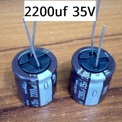 Picture of 2Pcs- 2200uF 35V RADIAL Electrolytic Capacitor 2200uF 35V Radial Polarized Aluminum Electrolytic Capacitors 2 Pin Leads Connections Leg