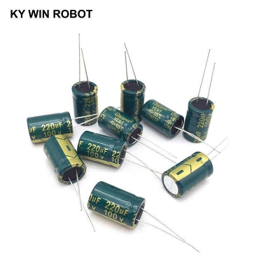 Picture of 2Pcs- 220uF 100V RADIAL Electrolytic Capacitor 220uF 100V Radial Polarized Aluminum Electrolytic Capacitors 2 Pin Leads Connections Leg