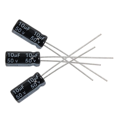Picture of 25Pcs- 10uF 50V RADIAL Electrolytic Capacitor 10uF 50V Radial Polarized Aluminum Electrolytic Capacitors 2 Pin Leads Connections Leg