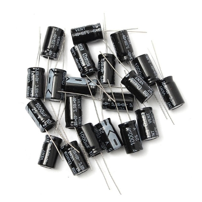Picture of 5Pcs- 1000uF 25V RADIAL Electrolytic Capacitor 1000uF 25V Radial Polarized Aluminum Electrolytic Capacitors 2 Pin Leads Connections Leg