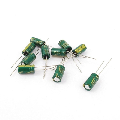 Picture of 10Pcs- 100uF 35V RADIAL Electrolytic Capacitor 100uF 35V Radial Polarized Aluminum Electrolytic Capacitors 2 Pin Leads Connections Leg