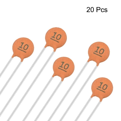 Picture of 25Pcs- 10pF 50V CERAMIC Capacitor Mini Ceramic Capacitor 10pF 50V Ceramic Disc Capacitor Non-Polarized Through Hole 2 Pin Leads Connections Leg