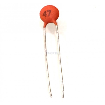 Picture of 25Pcs- 47pF 50V CERAMIC Capacitor Mini Ceramic Capacitor 47pF 50V Ceramic Disc Capacitor Non-Polarized Through Hole 2 Pin Leads Connections Leg