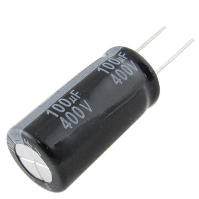 Picture of 100uF 400V RADIAL Electrolytic Capacitor 100uF 400V Radial Polarized Aluminum Electrolytic Capacitors 2 Pin Leads Connections Leg