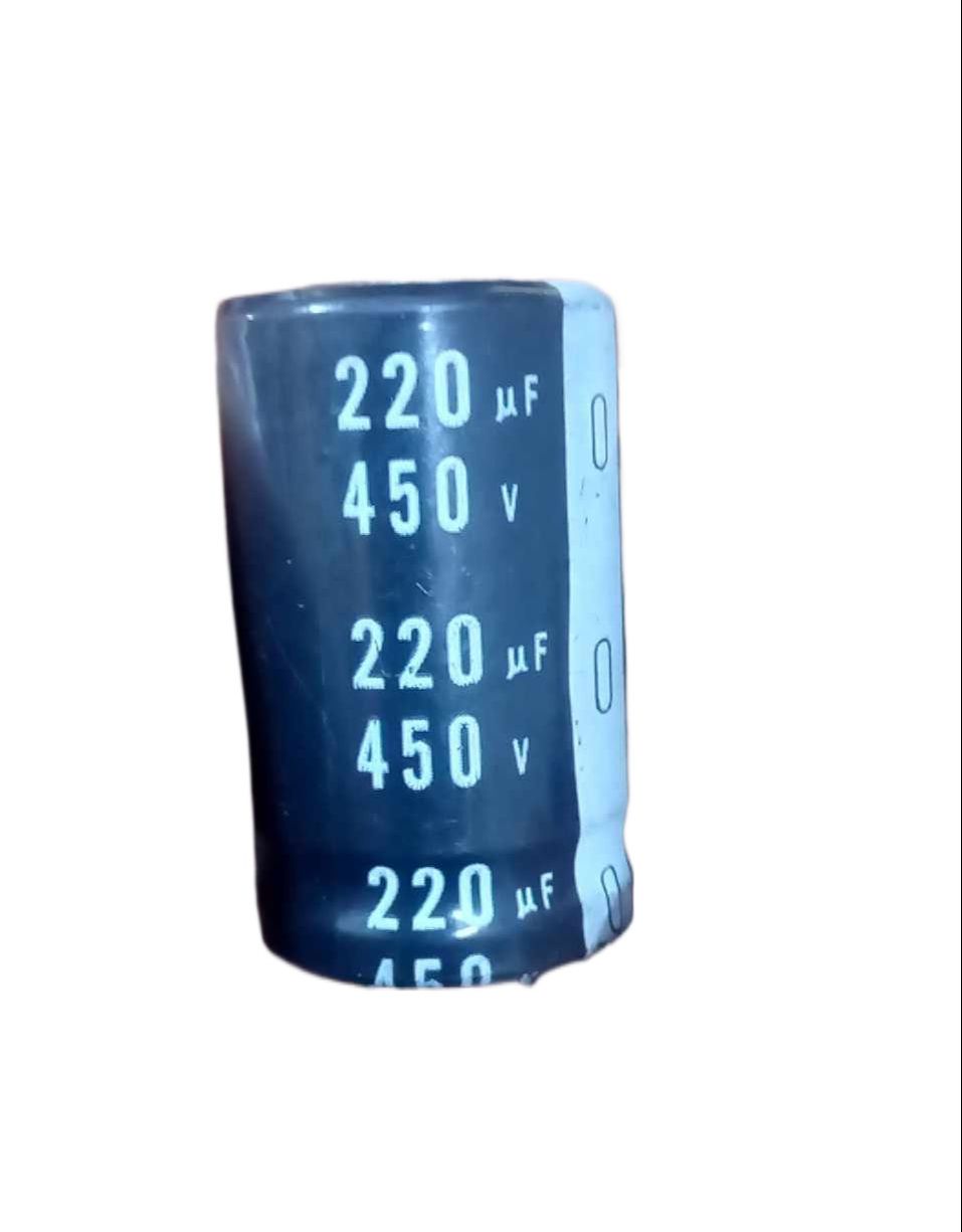 Picture of 220uF 450V RADIAL Electrolytic Capacitor 220uF 450V Radial Polarized Aluminum Electrolytic Capacitors 2 Pin Leads Connections Leg
