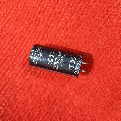Picture of 220uF 450V RADIAL Electrolytic Capacitor 220uF 450V Radial Polarized Aluminum Electrolytic Capacitors 2 Pin Leads Connections Leg