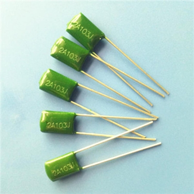 Picture of 10Pcs- MYLAR GREEN 2A103J 100V Polyester Film Capacitor 103j 100V Mylar Metallized 10nF Polypropylene Capacitors 2 Pin Leads Terminals Connections Leg