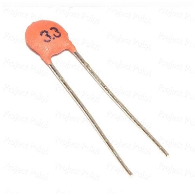Picture of 25Pcs- 3.3pF 50V CERAMIC Capacitor Mini Ceramic Capacitor 3.3pF 50V Ceramic Disc Capacitor Non-Polarized Through Hole 2 Pin Leads Connections Leg
