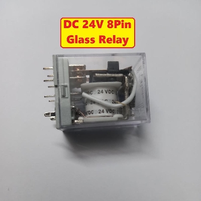 Picture of 24V THIN Pin DC 24V 8 Thin Pin 10A 250VAC Glass Relay LY2 LY2NJ JQX-13F DC24V Coil Power Relay Switches Electromagnetic Relay 8 Pins DPDT 2NO 2NC DC-24V Relay