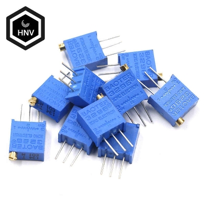 Picture of 3Pcs- 3296 502 Square Cermet 5K Ohm 1/2W Vertical Potentiometer Variable Resistors 3 Pin Leads 5K Ohm Trimpot Trimmer 502 Potentiometer 25 Turn 3 Pin 3296 Adjustment Trim Pot