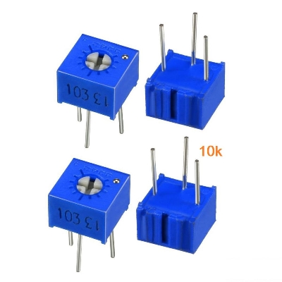 Picture of 2Pcs- 3386 103 10K Ohm Square Shape Potentiometer 3 Pin Leads 10K 103 1/2W Potentiometer Top Adjustment Variable Resistors 10K Ohm 103 Trimpot Trimmer Potentiometer Trim Pot
