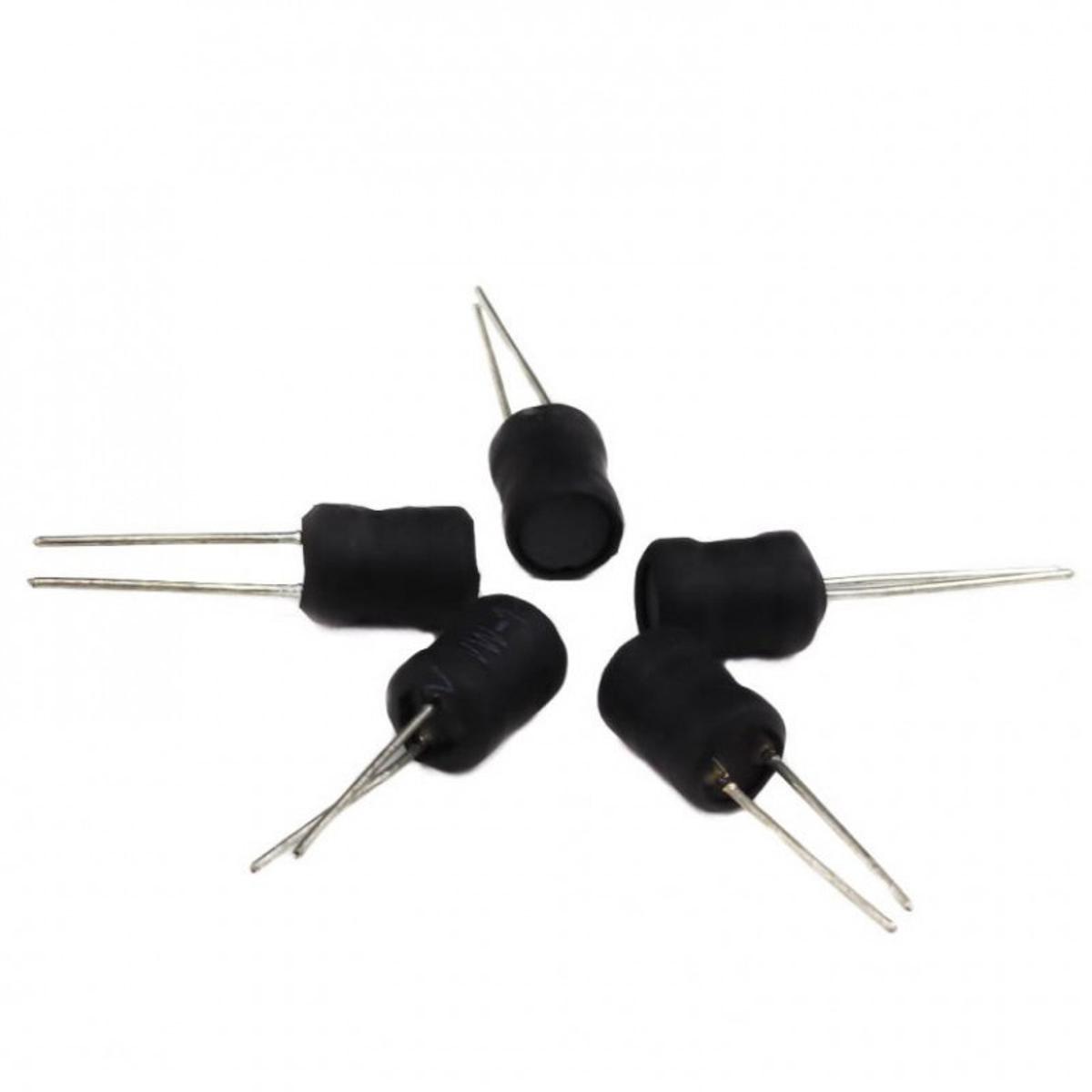 Picture of 5Pcs- RADIAL Type 50uH Inductors 50uH Magnetic Core Drum Core Choke Power Inductor Through Hole 2 Pin Leads Terminals Connections Leg