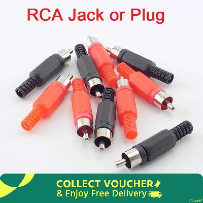 Picture of 3Pair- MALE RCA Audio Video Connectors RCA Jack Plug RED & BLACK Plastic Handle Male Audio Plugs Dual Channel For RCA Socket Cables Connectors 