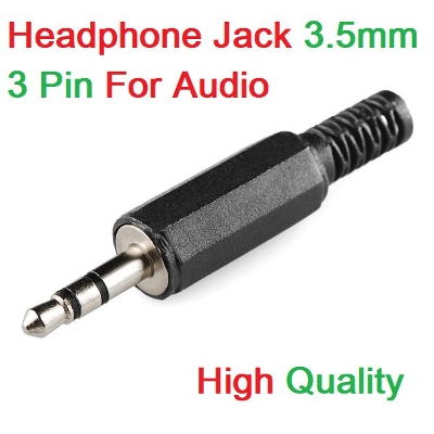 Picture of 3Pcs- 3 Pole MALE 3.5mm 3Pin Stereo PLASTIC Audio Headphone Jack Connector Earphone Plug For Mobile Phone Computer Laptop Desktop PC MP3 Audio Cables Connectors