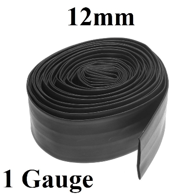Picture of 1-Gauge 12mm BLACK Heat Shrink Tube 12mm Heatshrink Tubing Shrinkable Wrap Wire Cables Sleeve Set Heat Shrink Φ12mm Wire DIY Cables Connector Repair