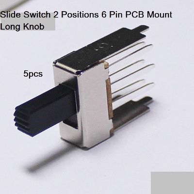 Picture of 5Pcs- Slide Switch 2 Positions 6 Pin PCB Mount Long Knob Switches