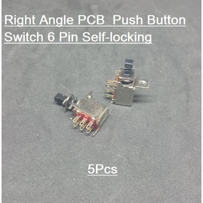 Picture of 5Pcs Right Angle Pcb Dpdt Double Pole Push Button Switch 6 Pin Self-Locking