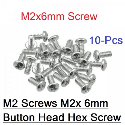 Picture of 10Pcs- M2 Round Head Screws M2x6mm Stainless Steel Round Cro-ss Pan Head Machine Screw Bolts Self Tapping Plain End M2 Crosshead Screws 