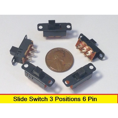 Picture of 10Pcs- Slide Switch 3 Positions 6 Pin DPDT Panel Mounting