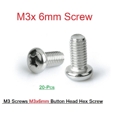 Picture of 20Pcs- M3 Round Head Screws M3x6mm Stainless Steel Round Cro-ss Pan Head Machine Screw Bolts Self Tapping Plain End M3 Crosshead Screws