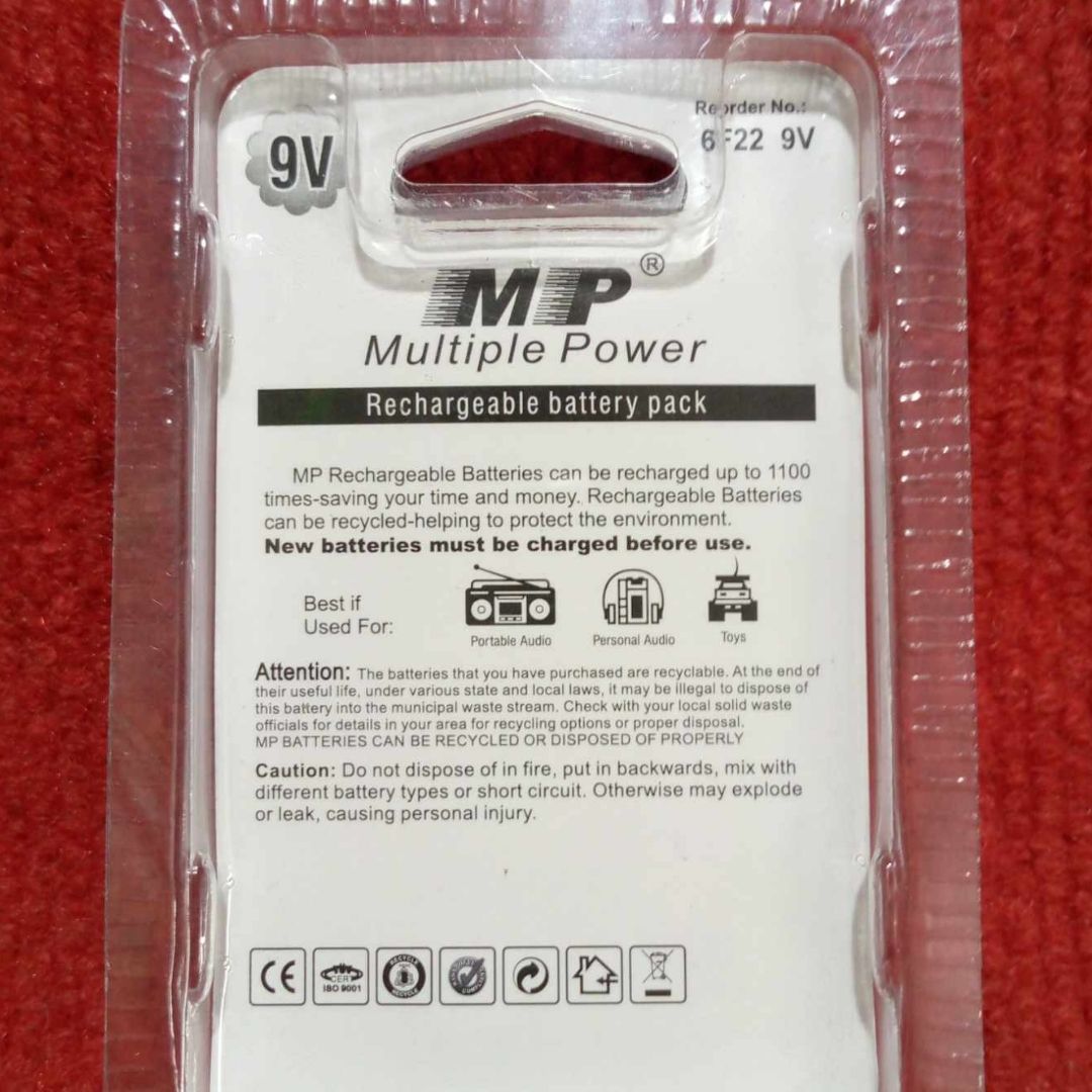 Picture of MP300mAh Battery NI-MH 9V Battery Rechargeable Battery 9V Rechargeable Battery 6F22 9V Battery Rechargeable 450mAh Rechargeable Battery For Multimeter Battery