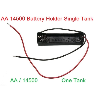 Picture of AA 1 Tank Rechargeable Battery Holder 14500 One Tanks Single Slot Plastic Storage Box Case With Leads Cable Wire AA 14500 Battery Holder 