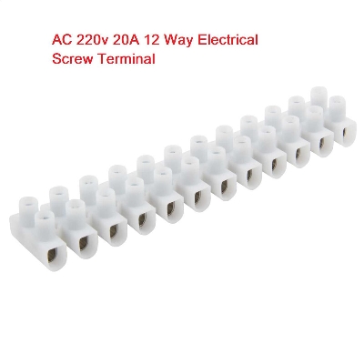 Picture of 20Amp 12 Way Electrical Cables Joint Terminals AC 220V 20A 12 Point Screws Terminal Connector PVC Plastic Barrier Terminal Block Strip For Cables Wire Joining