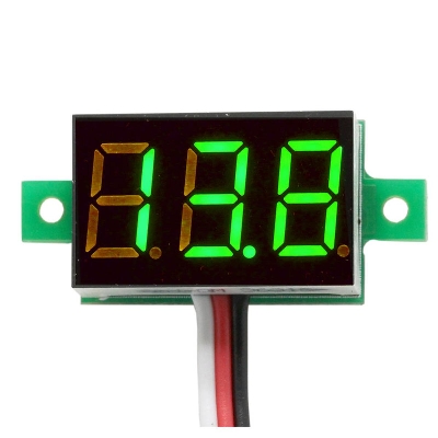 Picture of GREEN 3-Wire Cables 0.36" Inch Mini Digital Car Voltmeter 0.36" Inch Green Color LED Display DC 0-100V 3 Wire Leads Volt Meter Battery Voltage Checker Panel Indicator Monitor