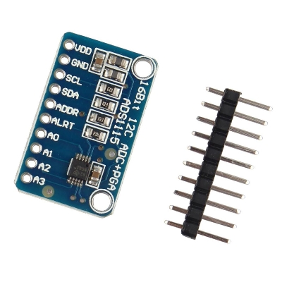 Picture of ADS1115 ADS-1115 16 Bit I2C 4 Channel ADC Module With Pro Gain Amplifier Analog To Digital Converter ADC Development Board With 10 Pin Header Leads For Cables Arduino RPI