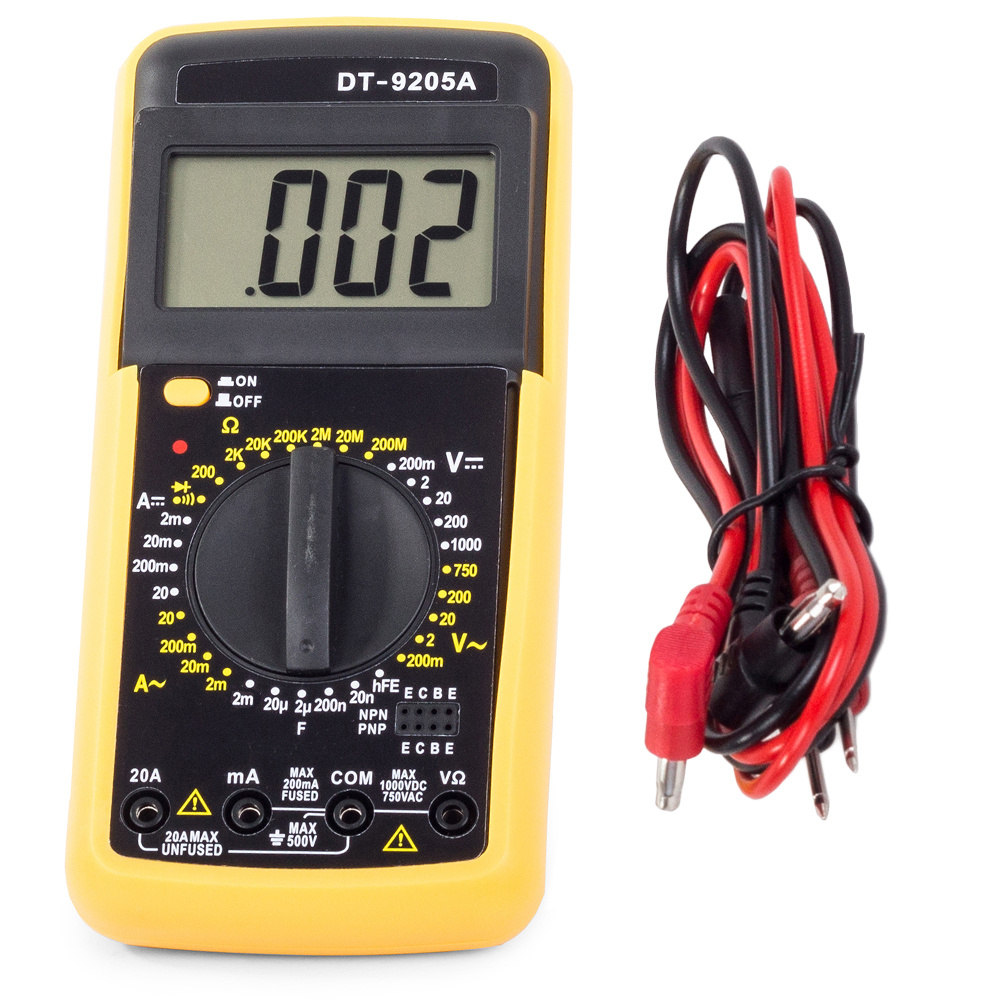 Picture of DT9205A 9205A Digital Multimeter DT9205A Voltage Ampere Ohm Meter Test Probe Extra Large Screen LCD Display Full Range Protection With Auto Power Off