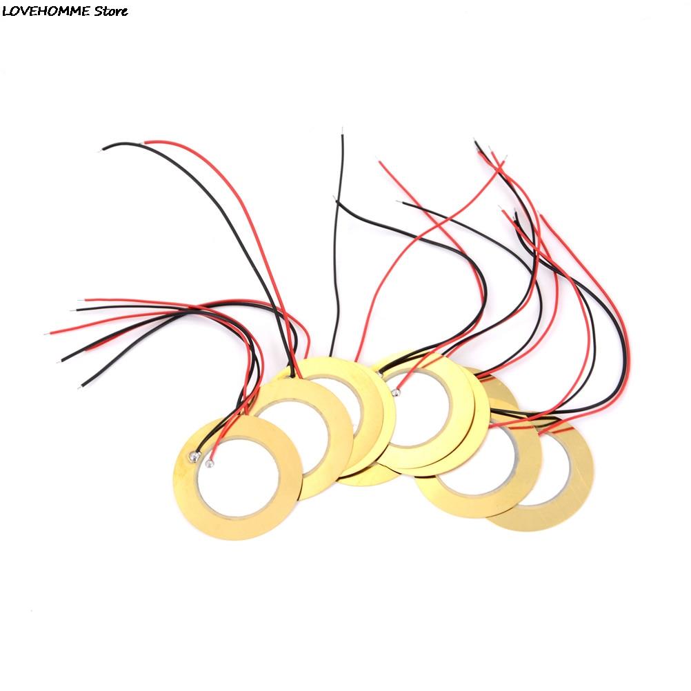 Picture of 35mm PIEZO ELEMENT Buzzer Wire Copper Piezo Element 35mm Sounder Sensor Trigger Drum Disc Vibration Knock Sensor With Cables