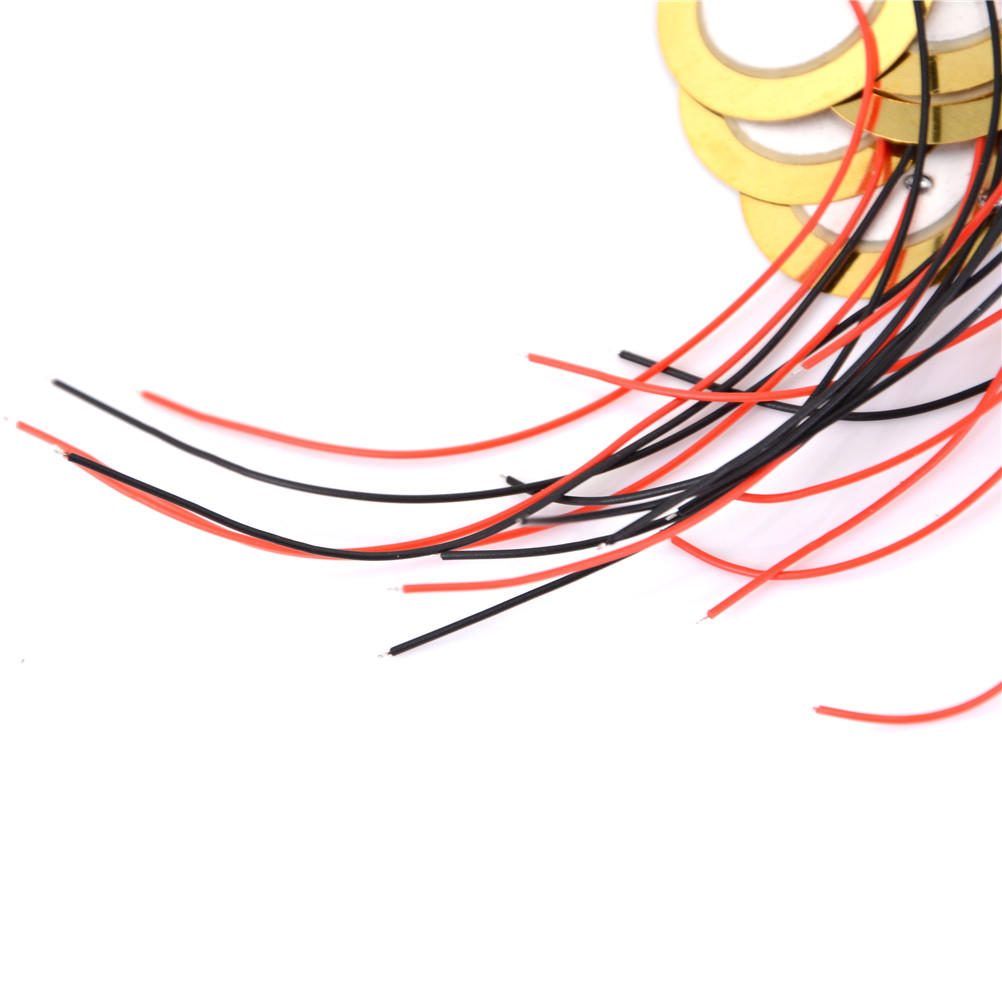 Picture of 35mm PIEZO ELEMENT Buzzer Wire Copper Piezo Element 35mm Sounder Sensor Trigger Drum Disc Vibration Knock Sensor With Cables