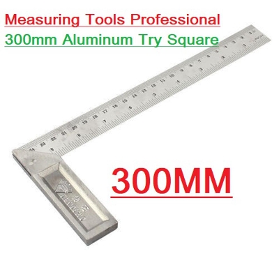 Picture of Level & Measuring Layout Tools 12" Inch 300mm L-Shaped 90 Degree Right Angle Try Square Metric Ruler Straight Edge Professional Woodworking Carpenter Aluminum Alloy Measuring Scale Tools Sets