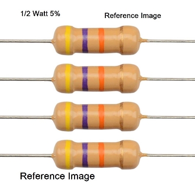 Picture of 50Pcs- 1/2 Watt 560 Ohm Resistor 1/2W 560 Ohm Carbon Film Resistor 560 Ohm Half Watt Resistance 0.5 Watt 5% Tolerance Fixed Resistors Passive Components 2 Pin Leads Terminals